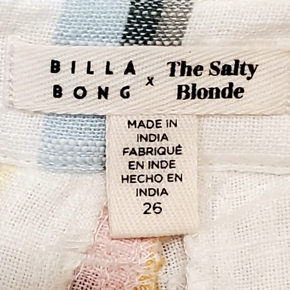 BillaBong+Salty Blonde New Moves Gauzy Cotton White/Stripes Pants, 26, Like New - Picture 13 of 16